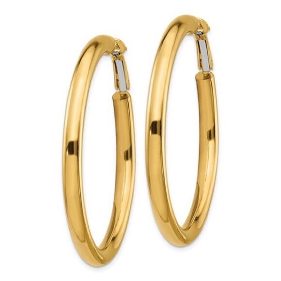 Quality 14k Gold Hoop Earrings with Omega Back Closure. Brand New - Picture 1 of 5